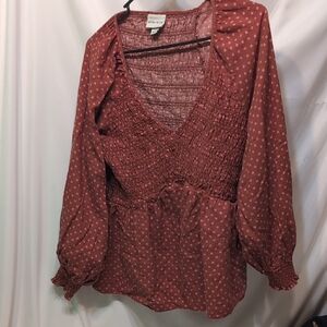 Ava & Viv Women's Rust Bee Neck Blouse Size XL